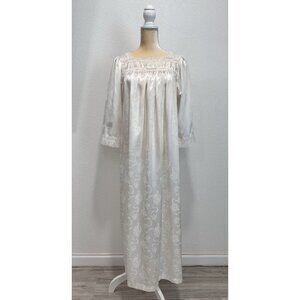Christian Dior Vintage Ivory Nightgown Size Small Square Neckline Lace Jacquard